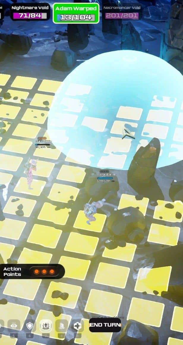 Turn-based tactics movement grid with a squad shield in co-op